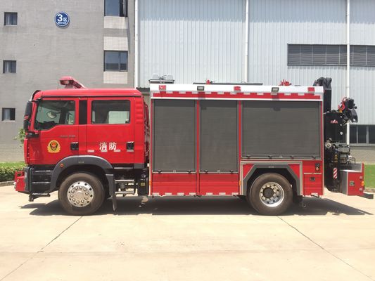 Diesel Type Heavy Rescue Fire Truck 6 Wheel 310HP With 5T Crane