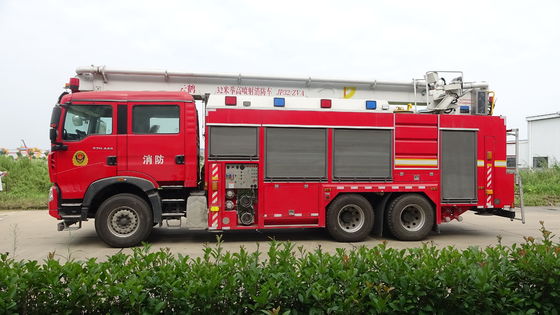 HOWO 324KW Water Tower Fire Truck 6X4 32 Meter Hydraulic Telescopic